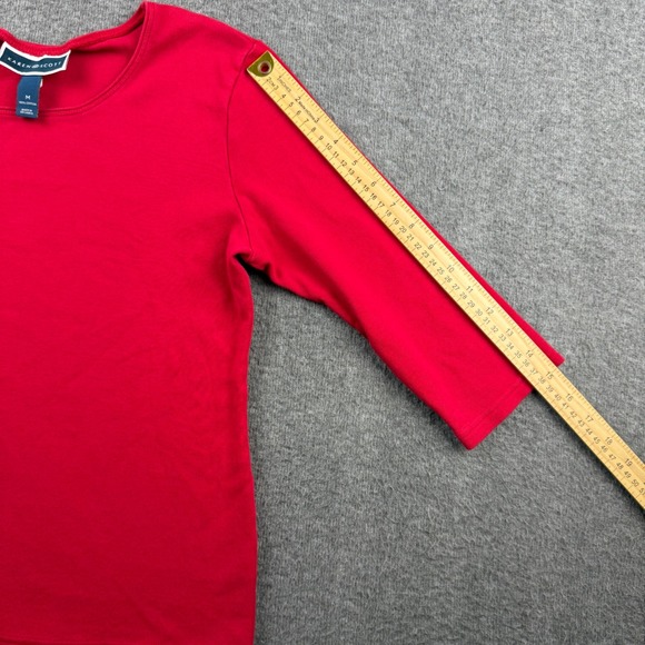 Karen Scott Womens Red 100% Cotton 3/4 Sleeve Scoop Neck Top Size M - Picture 4 of 6
